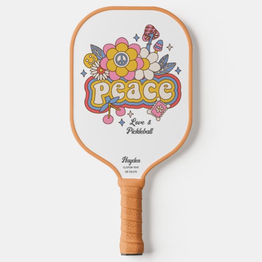 Peace Liebe & Pickleball Word Art Custom Text Name Schläger (Vorderseite)