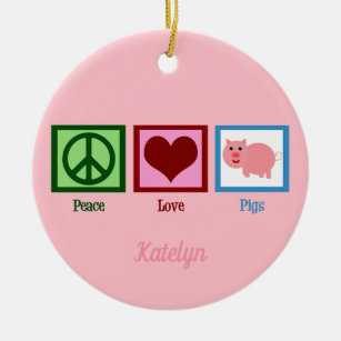 Peace Liebe Pigs Niedliche Custom Pink Farm Keramik Ornament