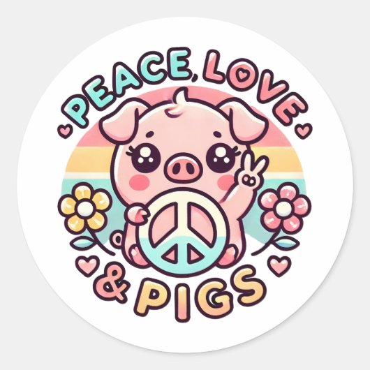 Peace Liebe & Pigs Sticker (Vorderseite)