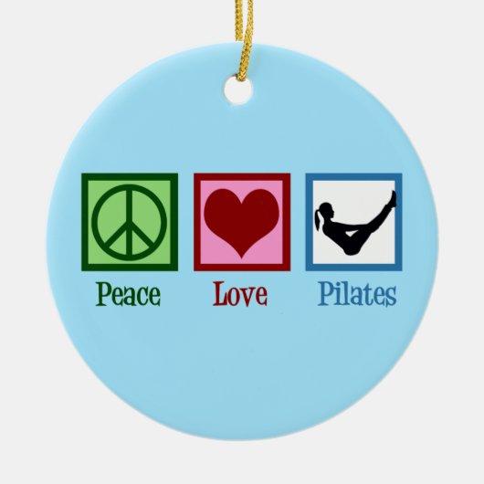Peace Liebe Pilates Instructor Boat Pose Weihnacht Keramik Ornament (Vorne)