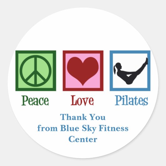 Peace Liebe Pilates Niedliches Custom Studio Runder Aufkleber (Vorderseite)