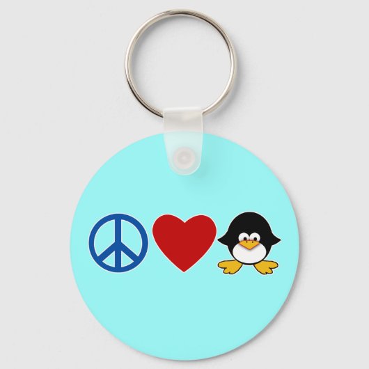 Peace Liebe Pinguin Baby T - Shirt, Tasse Schlüsselanhänger (Vorderseite)