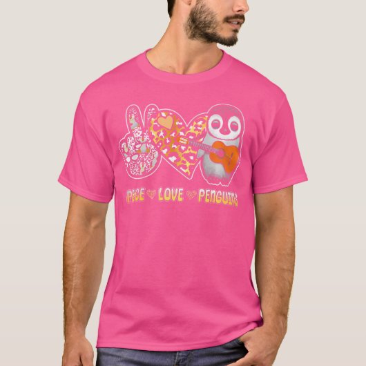 Peace Liebe Pinguin spielt akustische Gitarre Inst T-Shirt (Vorderseite)