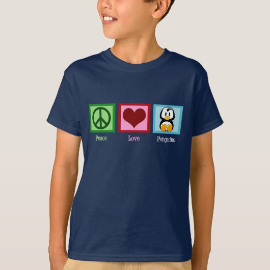 Peace Liebe Pinguine Kids T-Shirt (Vorderseite)