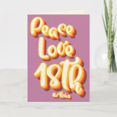 Peace Liebe Pink Retro Groovy 18. Glückwunsch zum  Karte (Vorderseite)