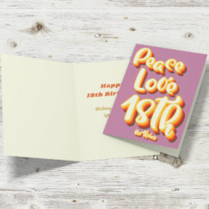 Peace Liebe Pink Retro Groovy 18. Happy Birthday Karte