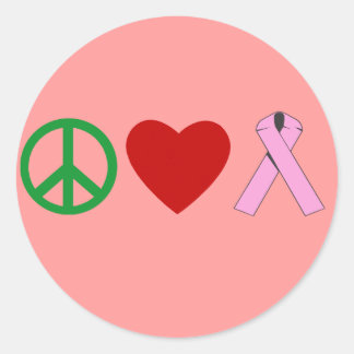 Peace Liebe Pink Ribbon T Shirts, Tasse Runder Aufkleber