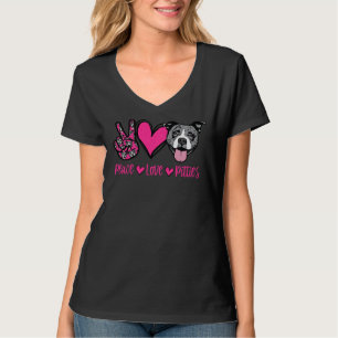 Peace Liebe Pitties Pitbull Dog Lover Pink Hippie T-Shirt