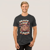 Peace Liebe & Pizza - Funny Erntedank Spaß Tri-Blend Shirt (Vorderseite voll)
