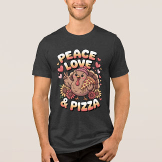 Peace Liebe & Pizza - Funny Erntedank Spaß Tri-Blend Shirt