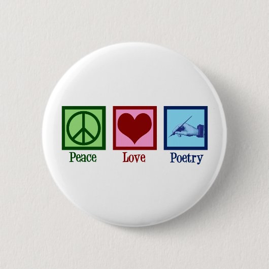 Peace Liebe Poetry Hübsch Poet Button (Vorderseite)