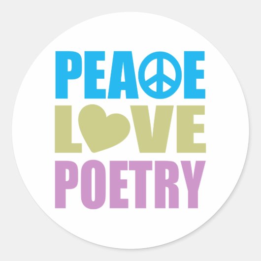 Peace Liebe Poetry Runder Aufkleber (Vorderseite)