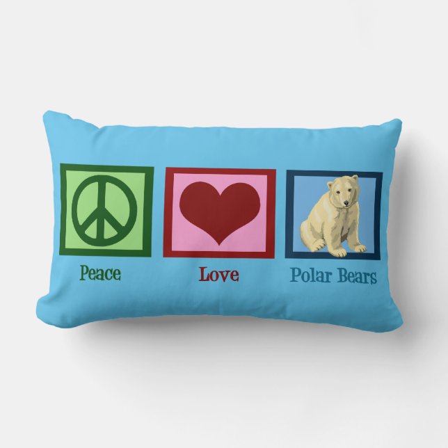 Peace Liebe Polar Bears Custom Blue Lendenkissen (Vorderseite)