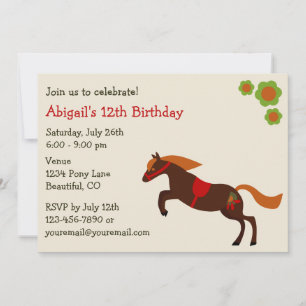 Peace Liebe Ponies Girl's Birthday Einladung