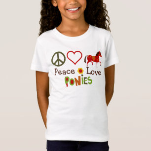 Peace Liebe Ponies Retro Horse T - Shirt