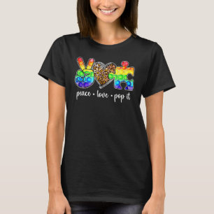 Peace Liebe Pop Es rätselt die Autismus-Bewusstsei T-Shirt
