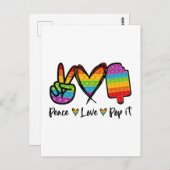 Peace Liebe Pop IT Postkarten, Regenbogen Pop IT Postkarte (Vorne/Hinten)