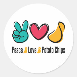 Peace Liebe Potato Chips Runder Aufkleber