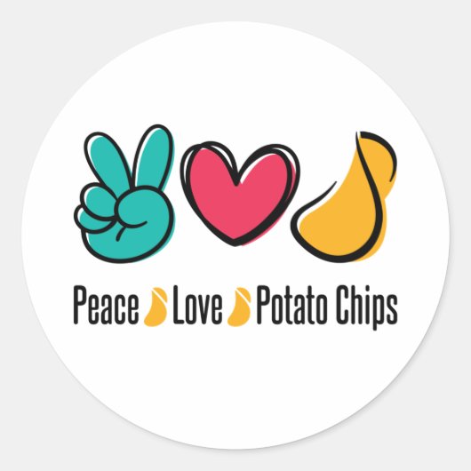 Peace Liebe Potato Chips Runder Aufkleber (Vorderseite)