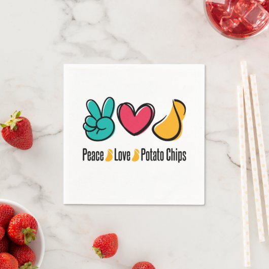 Peace Liebe Potato Chips Serviette (Beispiel)