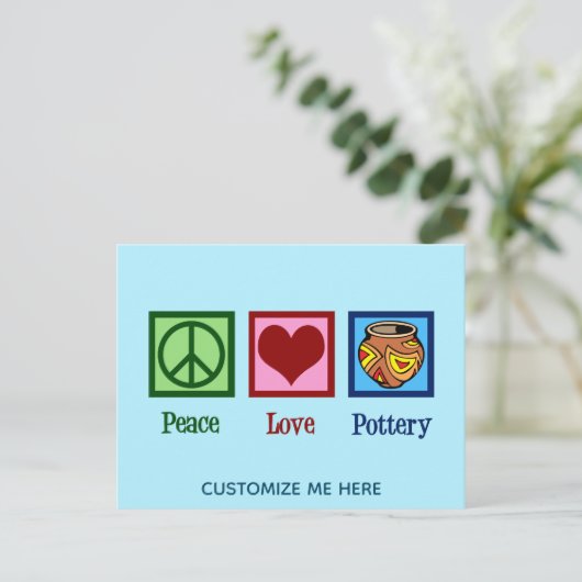 Peace Liebe Pottery Postkarte (Stehend Vorderseite)
