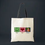 Peace Liebe Pottery Tragetasche<br><div class="desc">Ein Friedenszeichen,  Herz und hübsche Töpferei. Ich Liebe Keramiken.</div>
