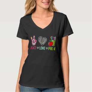Peace Liebe Pre K Back to School Lehrer Student T-Shirt