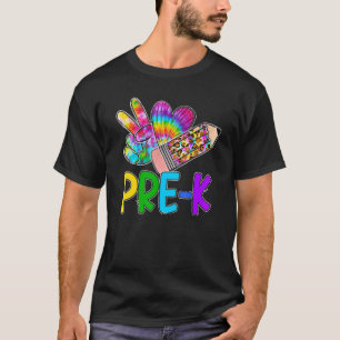 Peace Liebe Pre K Gefärbte Krawatte Leopard Pencil T-Shirt