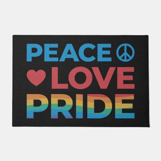 Peace Liebe Pride LGBT farbenfrohe Retro Black Fußmatte (Vorderseite)