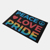 Peace Liebe Pride Rainbow Gay Pride Black Fußmatte (Schrägansicht)