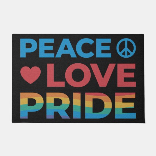 Peace Liebe Pride Rainbow Gay Pride Black Fußmatte (Vorderseite)