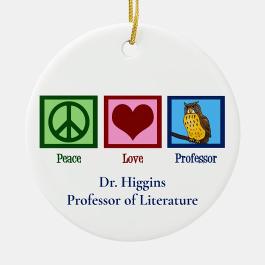 Peace Liebe Professor Custom Faculty Monogram Keramik Ornament (Vorne)