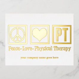 Peace Liebe PT Physikalische Therapie Custom Gold Folien Feiertagspostkarte