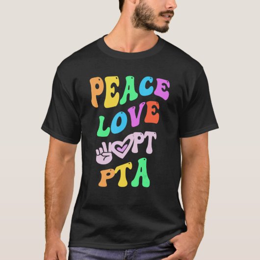 PEACE LIEBE PTA Retro Elternvereinigung Gr T-Shirt (Vorderseite)