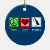 Peace Liebe Puffins Niedlich Blue Puffin Weihnacht Keramik Ornament (Vorne)