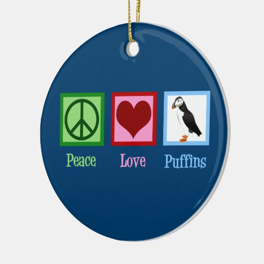 Peace Liebe Puffins Niedlich Blue Puffin Weihnacht Keramik Ornament (Links)