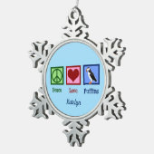 Peace Liebe Puffins Niedliches Blue Puffin Schneeflocken Zinn-Ornament (Rechts)