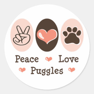 Peace Liebe Puggles Stickers