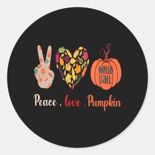 Peace Liebe Pumpkin Erntedank Herbst Runder Aufkleber (Vorderseite)