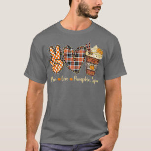 Peace Liebe Pumpkin Gewürz Latte Cups Funny Fall V T-Shirt
