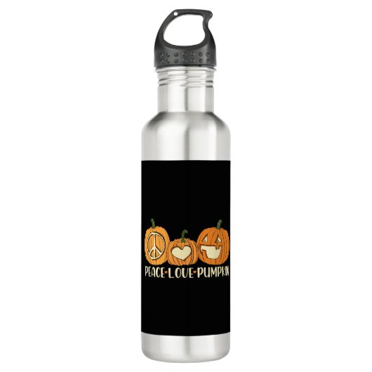 Peace Liebe Pumpkin Halloween Edelstahlflasche (Vorderseite)