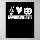 Peace Liebe Pumpkin Halloween Hippie Skeleton Herz Poster (Vorne)