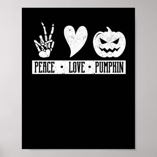 Peace Liebe Pumpkin Halloween Hippie Skeleton Herz Poster (Vorne)