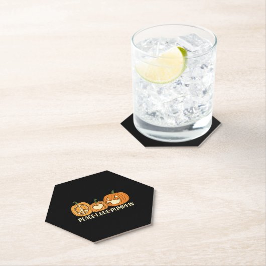 Peace Liebe Pumpkin Halloween Untersetzer (Vor Ort)