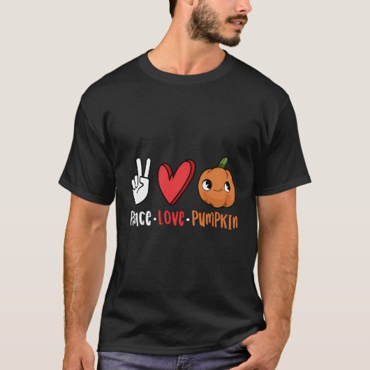 Peace Liebe Pumpkin Herbst Erntedank T-Shirt (Vorderseite)