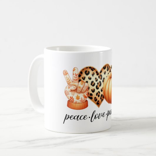 Peace Liebe Pumpkin Kaffeetasse (Vorderseite Links)