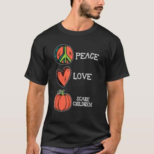 Peace Liebe Pumpkin Scare Children Fall Funny Hall T-Shirt (Vorderseite)