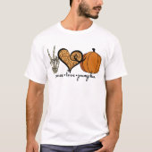 Peace Liebe Pumpkin Skeleton Halloween-Kostüm T-Shirt (Vorderseite)