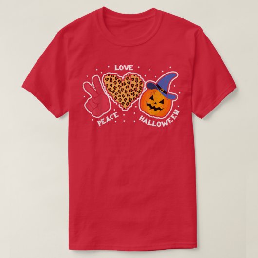 Peace Liebe Pumpkin's Leopard Print Funny Hallowee T-Shirt (Design vorne)