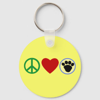 Peace Liebe Puppy Paws T Shirts, Geschenke Schlüsselanhänger